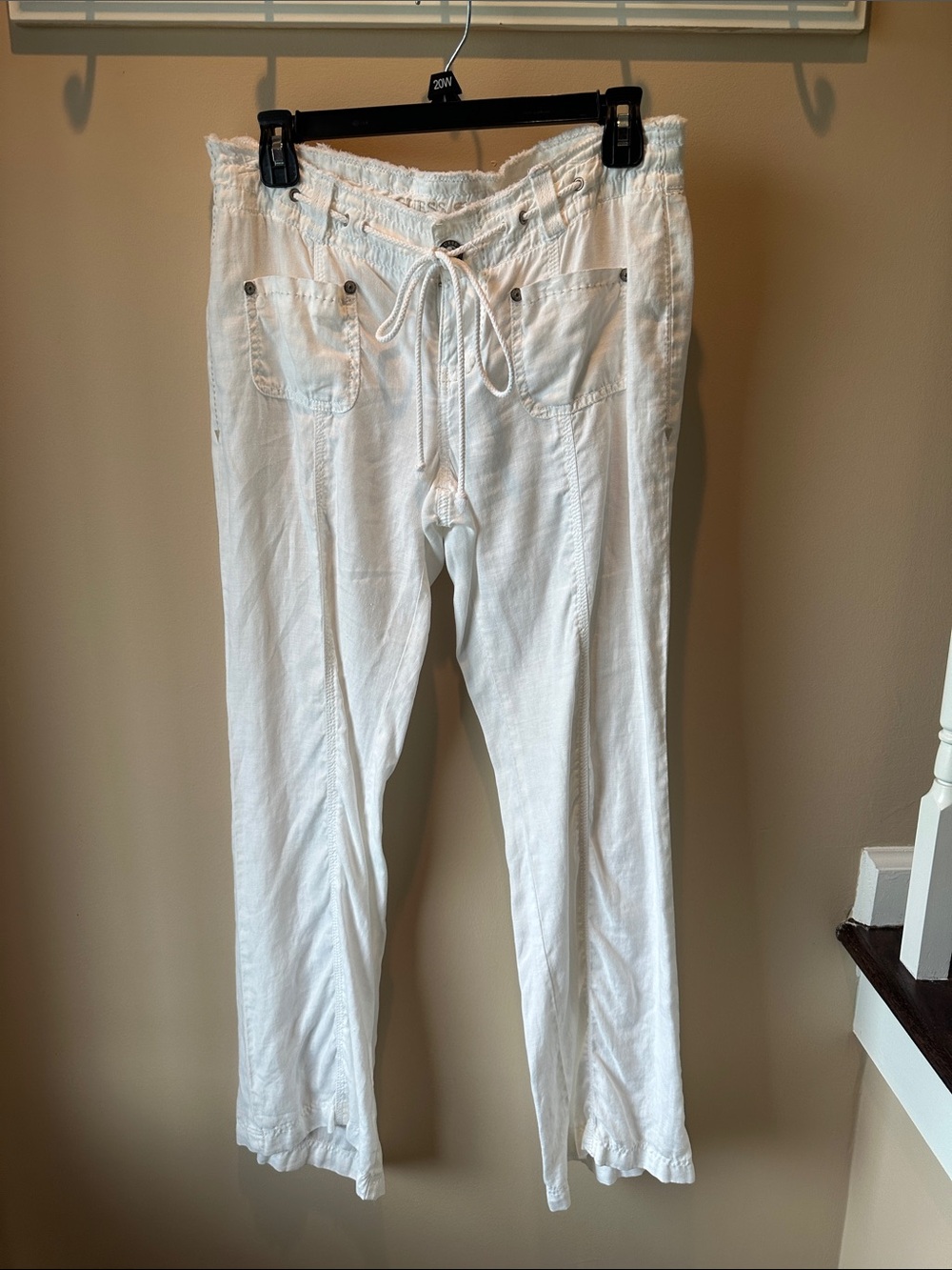 Guess White Wide Leg Drawstring Pants